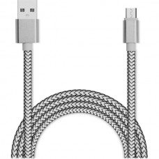 Кабель USB - microUSB, 1.0м, Jet.A [JA-DC21] серебристый, в оплетке, 3А, QC3.0