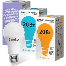 Лампа LED E27/A60 груша, 20W, 6500K, 1700Лм, Sweko [42LED-A60-20W-230-6500K-E27-P]