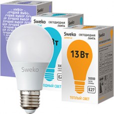 Лампа LED E27/A60 груша, 13W, 4000K, 1140Лм, Sweko [42LED-A60-13W-230-4000K-E27-P]