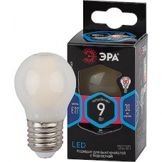 Лампа LED E27/P45 шар,  9W, FILAMENT, 4000K, 790Лм, ЭРА [F-LED P45-9W-840-E27 frost]