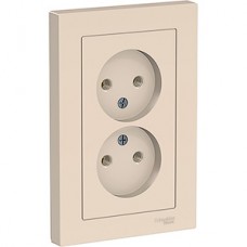 Розетка с/у 2x2P 16A, IP20, в сборе, Schneider Electric ATLASDESIGN [ATN000220] бежевый