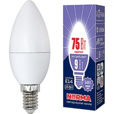 Лампа LED E14/C37 свеча,  9W, 6500K, 750Лм, VOLPE [LED-C37-9W-DW-E14-FR-NR]