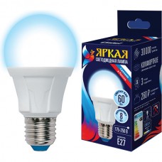 Лампа LED E27/A60 груша, 16W, 6500K, 1280Лм, Uniel [LED-A60 16W/6500K/E27/FR PLP01WH]