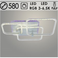 Люстра LED 111W, ПДУ 3000-6500K+RGB, акрил, 580*500*115, Росток [LK3603/3A WT] белый