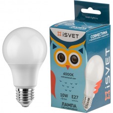 Лампа LED E27/A60 груша, 10W, 4000K, 950Лм, iSvet [A60-102-1-4-1]