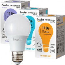 Лампа LED E27/A60 груша, 11W, 6500K, 990Лм, Sweko [42LED-A60-11W-230-6500K-E27]