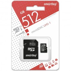 Карта памяти Micro SDXC 512Gb SmartBuy Class 10 UHS с адаптером