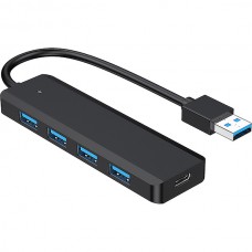 Концентратор USB 3.0 GEMBIRD UHB-C414, 4 порта, кабель 19 см, с доп. питанием (Type-C)