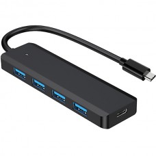 Концентратор USB 3.0 GEMBIRD UHB-C424, 4 порта, кабель Type-C 19 см, с доп. питанием (Type-C)