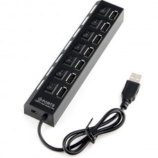 Концентратор USB 2.0 GEMBIRD UHB-U2P7-02, 7 портов, c подсветкой и выключателями + блок питания