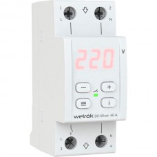 Реле напряжения 1-фазное, 40А, 8800ВА, 100–420В, Welrok [D2-40 red] красный индикатор