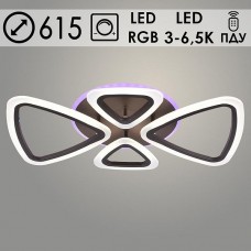 Люстра LED 83W, 3000-6500K+RGB, акрил, ПДУ, 615*380*75, Росток [LI08856/2+2 PR COF] кофе