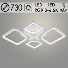 Люстра LED 120W, ПДУ 3000-6500K+RGB, акрил, 730*500*75, Росток [MX010005/2+2 PR WT] белый