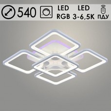 Люстра LED 180W, ПДУ 3000-6500K+RGB, акрил, 540*540*120, Росток [MX010005/4+1 PR WT] белый