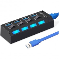 Концентратор USB 3.0 SmartBuy, 4 порта, черный [SBHA-7304-B]