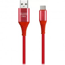 Кабель USB - Type-C, 1.0м, 2А, SmartBuy [iK-3112ERGbox red] в рез. оплет. Gear, мет. након, красн