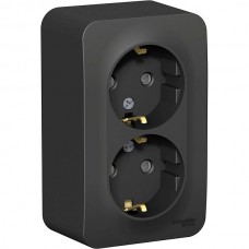 Розетка о/у 2x2P+E 16А, со шторками, изол.пл., Schneider Electric Blanca [BLNRA011216] антрацит