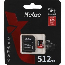 Карта памяти Micro SDXC 512Gb Netac P500 Extreme Pro Class 10 с адаптером UHS-I [NT02P500PRO-512G-R]