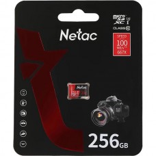 Карта памяти Micro SDXC 256Gb Netac P500 Extreme Pro Class 10 бе адаптера UHS-I [NT02P500PRO-256G-S]