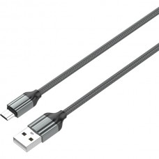 Кабель USB - microUSB, 1.0м, 2.4А, LDNIO LS431 [LD_B4635] медь, 86 жил, нейлоновая оплетка, серый