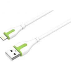 Кабель USB - Lightning, 2.0м, 2.1А, LDNIO LS572 [LD_C3816] медь, 86 жил, ПВХ, белый/зеленый