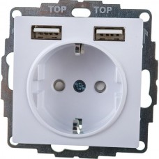Розетка с/у 2P+E 16A + 2xUSB 2.4А/2х1.2А, IP20, Schneider Electric ATLASDESIGN [ATN000130] белый