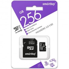 Карта памяти Micro SDXC 256Gb SmartBuy Class 10 UHS-3 с адаптером