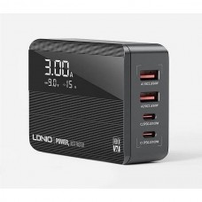 Зарядное устройство LDNIO, 1xUSB-A+3xUSB-C, max100W, GaN+LED дисплей/PD+PPS+SCP+QC4+ [A4809C] черный