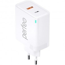 Зарядное устройство Perfeo, PD, с разъемом USB+Type-C, GaN, 45W [I4654] белый