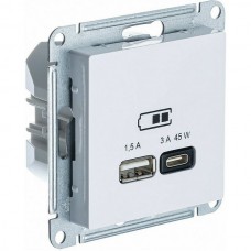 Розетка с/у USB-A 1,5A+USB-C 3A 45Вт QC PD, IP20, Schneider Electric ATLASDESIGN [ATN000129] белый