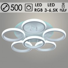 Люстра LED 116W, ПДУ 3000-6500K+RGB, акрил, 500*500*135, Росток [DK05855/5+1 PR WH] белый